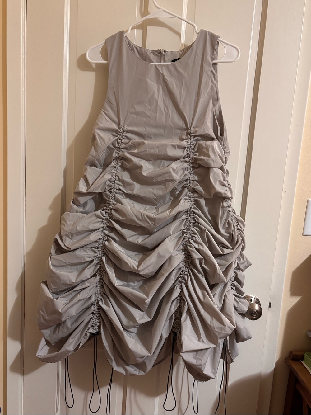 AKIRA Chloe Drawstring Parachute Dress  Gray sz small